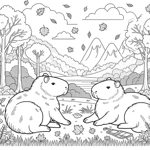 Autumn Capybara Gathering