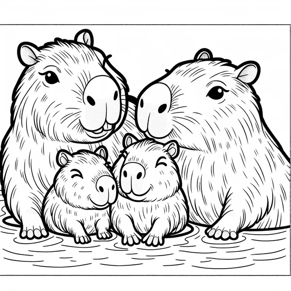 Capybara Family Portrait