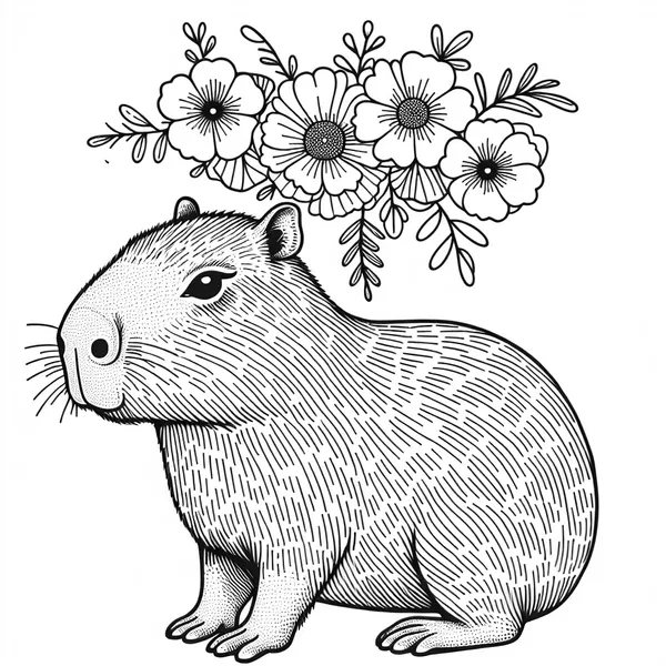 Capybara with Flower Crown