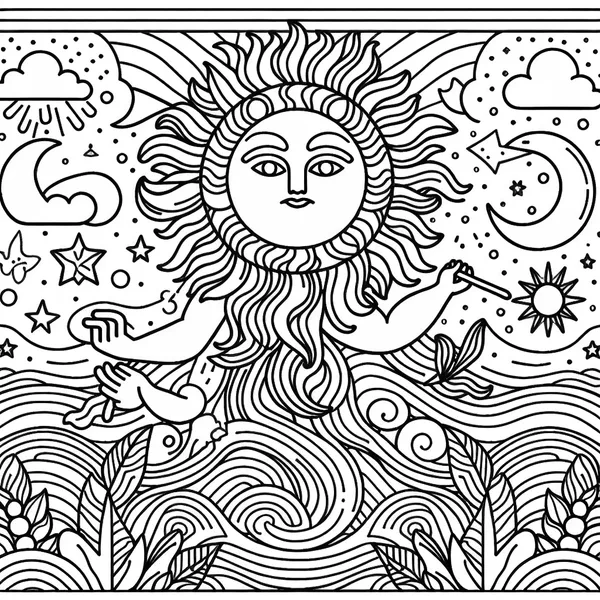 God Placing Sun, Moon, and Stars