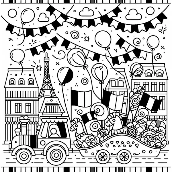 Bastille Day Parade Coloring Page