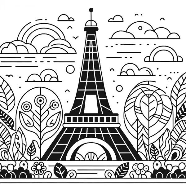 Eiffel Tower Coloring Page