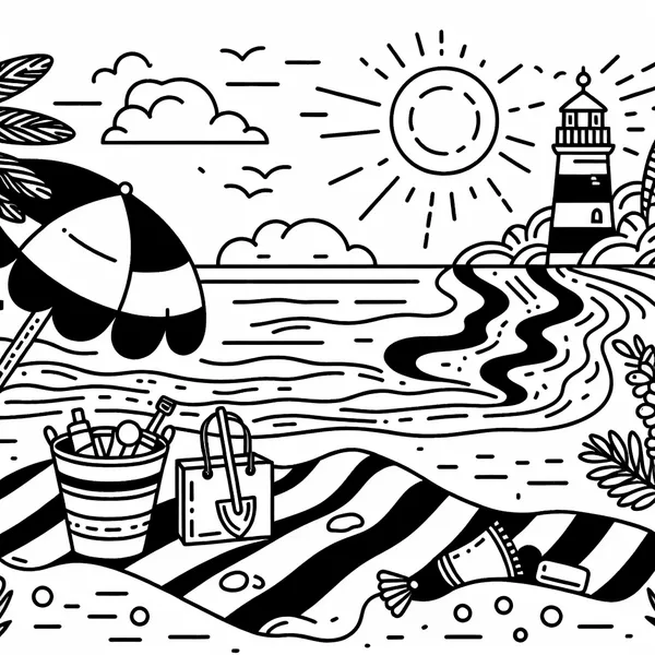 French Riviera Beach Coloring Sheet