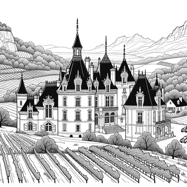 Loire Valley Chateau Coloring Page