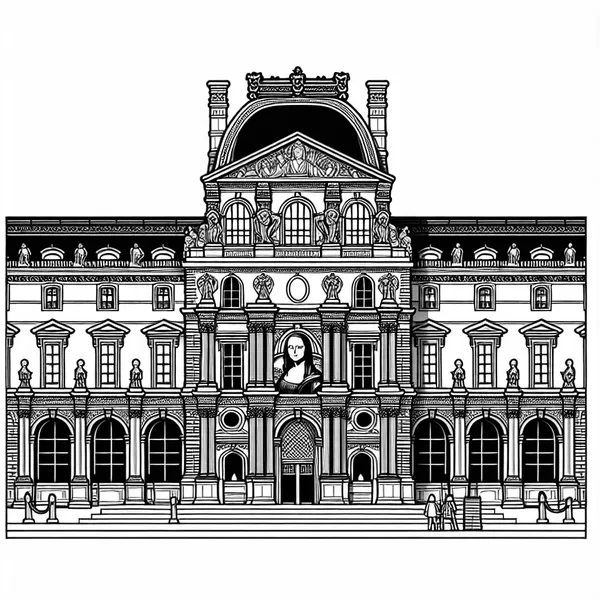 Louvre Museum Coloring Page