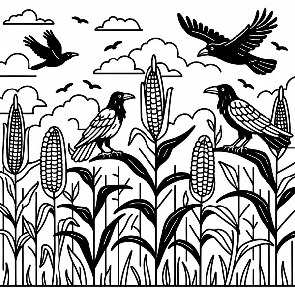 Crows in a Cornfield