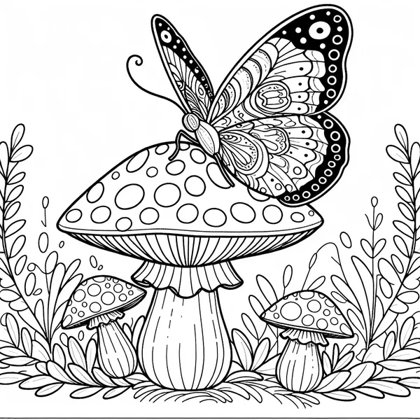 Butterfly on Mushroom