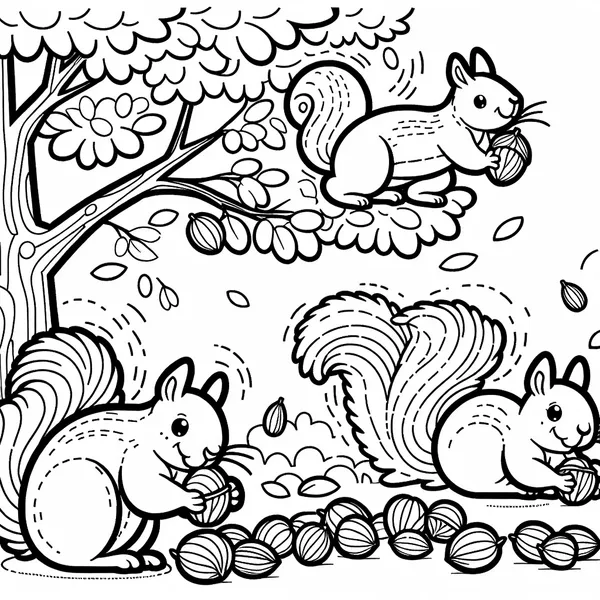 Squirrels Gathering Nuts