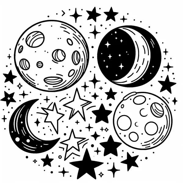 Stars with Moon Phases