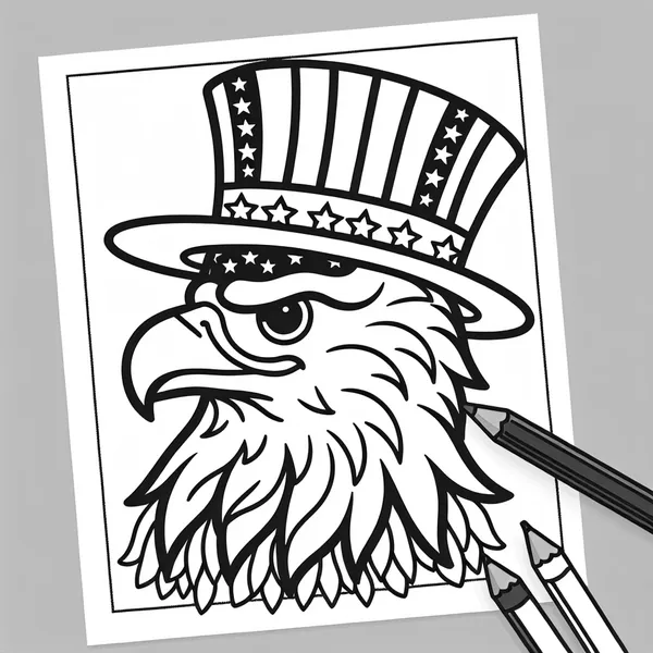 4th of July Eagle Wearing an American Hat