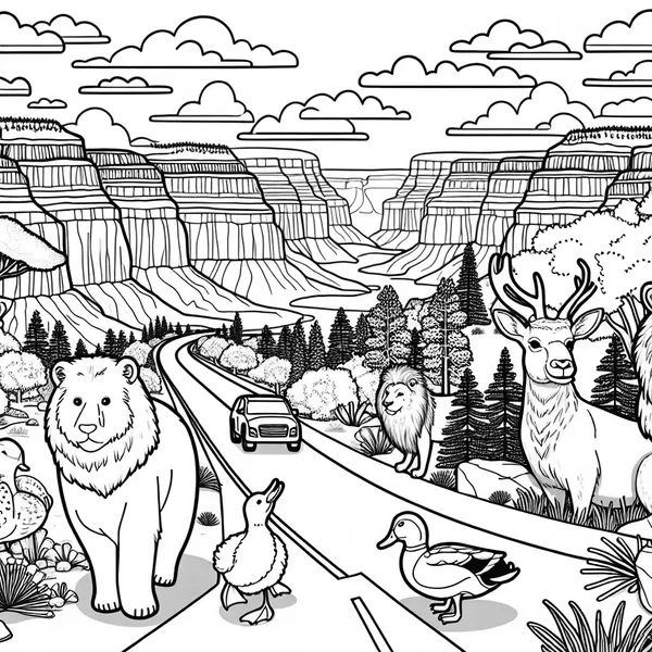 Animals on a Road Trip to the Grand Canyon 