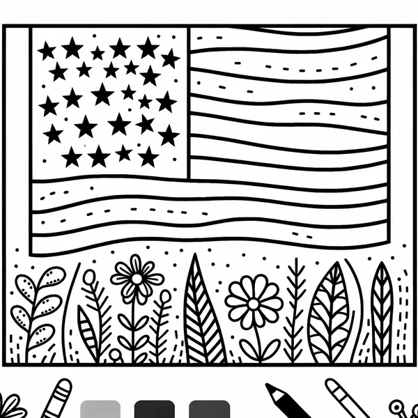 Outline of American Flag for Preschoolers